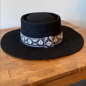 Black Olive & Pique Felt Flat Brim Hat